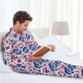 thumbnail image 6 of Naloa blue record rock Skull Men’s Pajamas Set - Long Sleeve Button Down Sleep Shirt and Pajama Bottoms Sleepwear Set-, 6 of 7