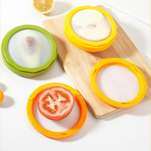 Riousery 4-PCS Silicone Food Storage Containers, Reusable Airtight Fruit & Vegetable Keepers for Fridge, Perfect for Garlic, Onions, Lemons & Cut Fruits