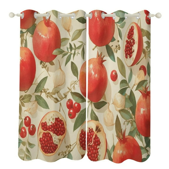 Various Fruits Window Curtains for Bedroom Colorful Printed Window Drapes Blackout Thermal Insulated Grommet Window Treatment 2 Panels Set