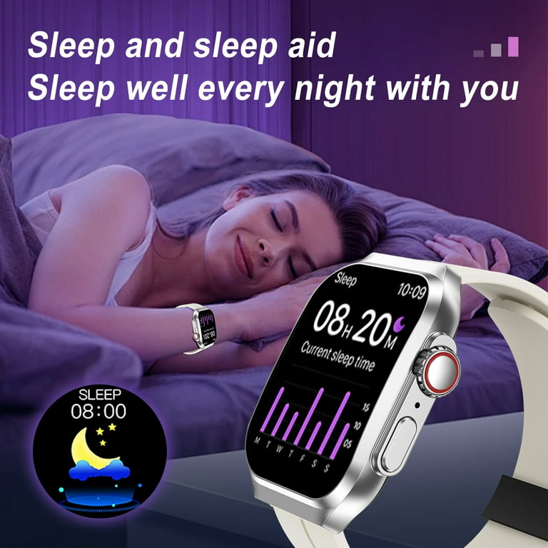 VIVISTAR Smart Watch 1.96 Full Touch for Android and iPhone Bluetooth Call 300mAh Battery Capacity Smartwatches with Fitness Tracker 100 Sports Modes