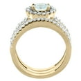 thumbnail image 2 of 14K Yellow Gold Natural Aquamarine 3-Piece Bridal Ring Set Round 6mm Halo Diamond, size 5.5, 2 of 4