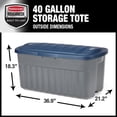 thumbnail image 2 of ONKER Roughneck️ 40 Gallon Storage Totes, Pack of 2, Durable Stackable Storage Containers with Hinged Lids, Nestable Plastic Storage Bins for Tools, Toy Storage, Grey and Dark Indigo Metallic, 2 of 11