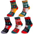 thumbnail image 1 of 5 Pairs Christmas Socks Crew Socks Funny Christmas Casual Socks Soft Stretchy Christmas Holiday Unisex Winter Warm Cotton Thermal Socks, 1 of 5