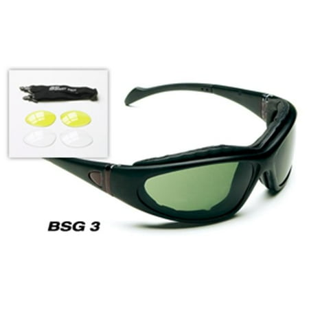 Body Specs BSG-3 BLACK.13 Black Frame Goggles-Sunglasses with Smoke-Green Lens