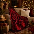 thumbnail image 3 of Crimson Rose with Ornate Black Scrollwork, Romantic Gothic Floral Motif for Flower Lovers, Valentine's Day Gift, Soft Flannel Blanket for Bedroom and Guest Room, Elegant Home Decor, 3 of 9