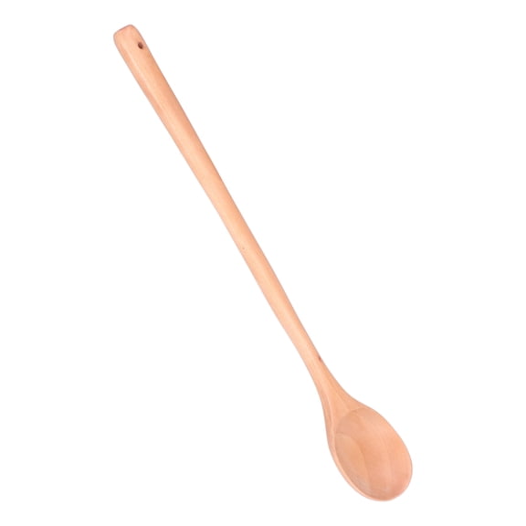 Long Handle Wooden Spoons for Mixing Stirring Cooking, Heat Resistant Design Keeps Hands Cool, Smooth Surface No Burr Ensures Safety, Durable Sturdy Natural Rubberwood for Lasting