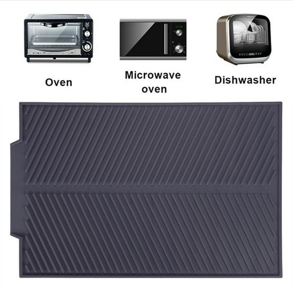 Jadeshay Silicone Drain Mat, Rectangle Multi Purpose Mat, Drying Dishes Pad Heat Resistant Slip Proof Tray Draining Board Mat for Dishes Kitchen Sink Counter Top Fridge Drawer Liner