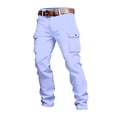 thumbnail image 4 of GJSYRH Mens Cargo Pants High Waisted Casual Baggy Jeans Wide Leg Trendy Loose Cotton Trouser Purple M, 4 of 4