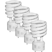 Sleek Lighting 23-Watt T2 Spiral CFL Fluorescent Light Bulbs with GU24 Base, Self-Ballasted Light Bulb for Bedroom Lighting, 1600 Lumens, 2700K 4-Pack