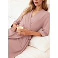 thumbnail image 3 of Ekouaer Women Robes Long Knit Bathrobe Lightweight Soft Summer Kimono Robes Casual Loungewear with Attached Belt, 3 of 7