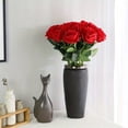 thumbnail image 3 of Ramo de 12 rosas rojas de seda realistas, flores artificiales de tallo largo único for fiestas, centros de mesa de boda, decoración del hogar, oficina y arreglos navideños de bricolaje, 3 of 5