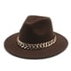thumbnail image 1 of Qarigey Sombreros Fedora Unisex, tejido de ala ancha, collar de oro cálido, gorro de lana, cadena de cono de Color sólido, sombrero grueso de Sombreros Café, 1 of 6