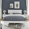 thumbnail image 3 of Bika Hom  Mid-Century Modern Solid Wooden Platform Full Size Bed with Adjustable Height Headboard, Brown, 3 of 7