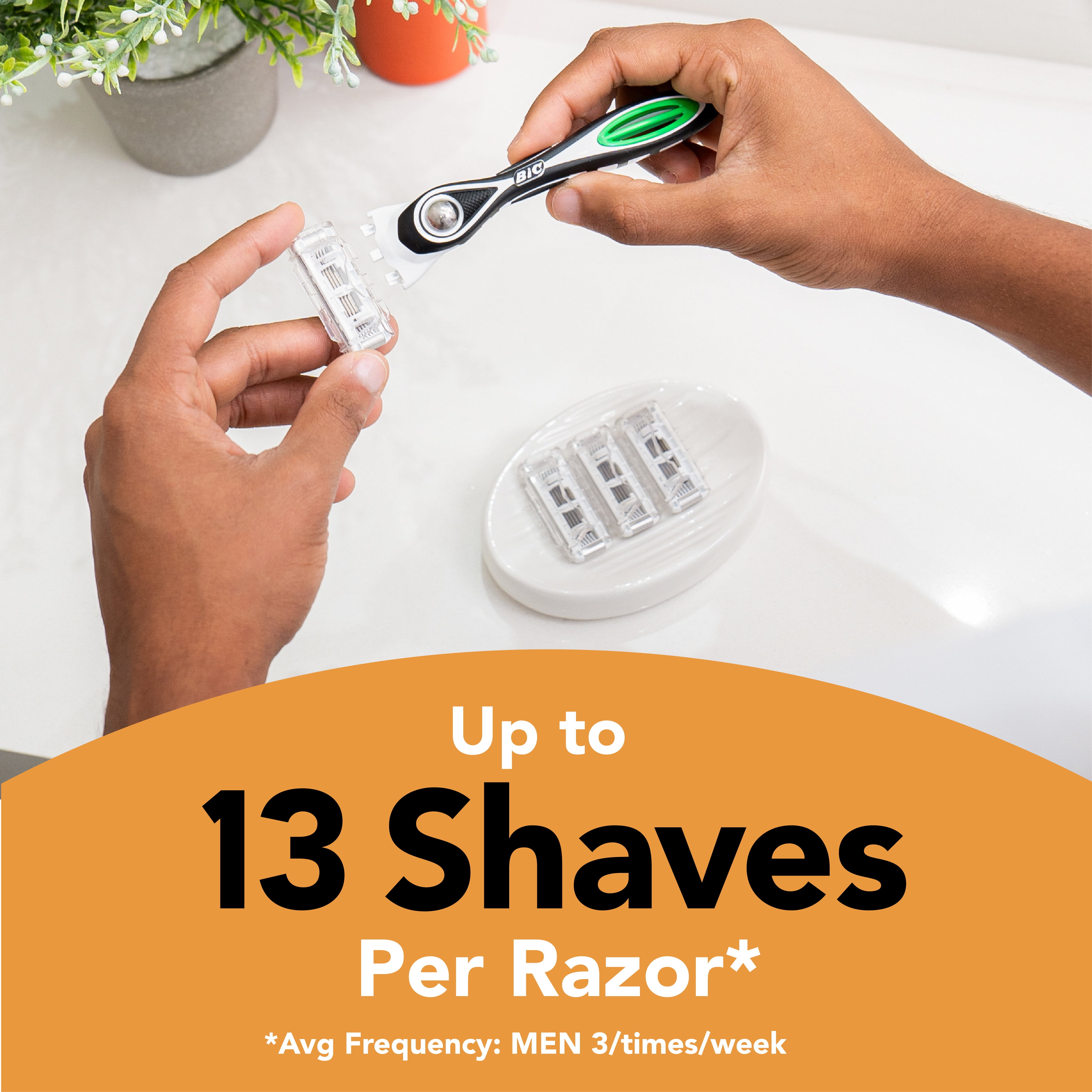 BIC Flex 5 Sensitive Refillable Razor with 1 Handle and 7 Men's Razor Cartridges