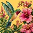 thumbnail image 3 of DIY Hummingbird Carrying Flowers Pearl Diamond Painting Art Kit with Frame | Pearl Beads Art Craft for Adults Beginner, Gemstone Diamond Dots Beads for Home Wall Decor (8*8inch), 3 of 6