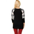 thumbnail image 3 of Womens Long Sleeve Plaid Stripe Colorblock Round Neck Shirt, 3 of 3