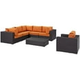 thumbnail image 3 of Modway Convene 7 Piece Outdoor Patio Sectional Set in Espresso Orange, 3 of 9