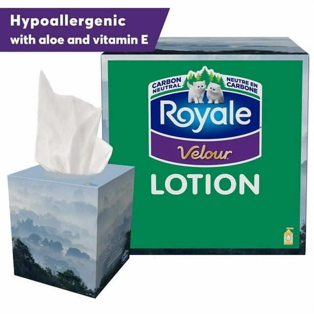 Royale Velour Lotion, 3 Ply Facial Tissue, 1 Cube Box, 54 Tissues per Box, 54 tissues per pack