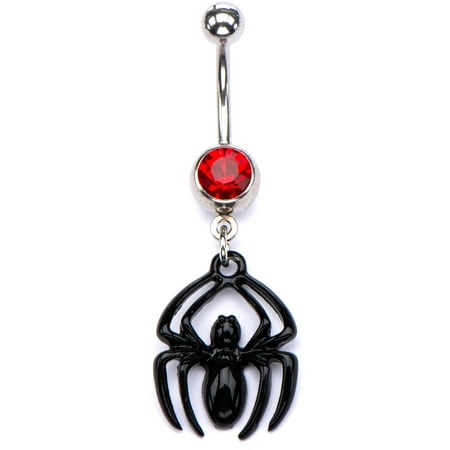 Marvel NS435SPIDER CZ Cut Out Spider-Man Dangle 316L Stainless Steel Navel Charm, Red - 0.43 in.