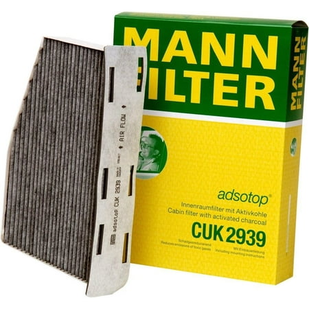 Mann-Filter CUK 2939 Cabin Filter With Activated Charcoal for select Audi/ Volkswagen models (Pack of 2)