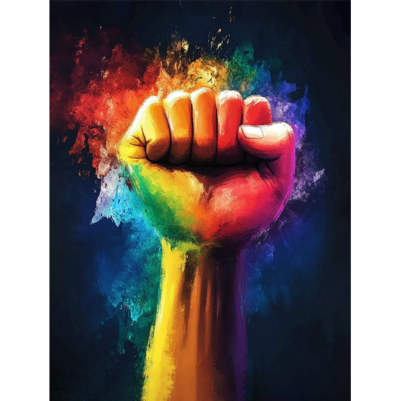 Rainbow Fist Canvas Art Print, Suitable for Living Room, Bedroom, Office, Gallery Wall, and Dorm Room Decoration.