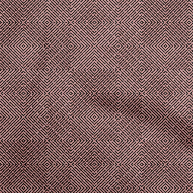 oneOone Velvet Pink Fabric Asian Block Sewing Material Print Fabric By The Yard 58 Inch Wide