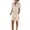 Beige, variant on JULMCOMO Cotton Linen Rompers for Women V Neck Button Down Loose Fit Casual Jumpsuits Short Sleeve Tie Waisted Summer Overalls with Pockets Beige M