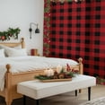 thumbnail image 4 of Christmas Poinsettia Sheer Curtains 96 Inches Long, Red Plaid Xmas Botanical Pine Cones Light Filtering Window Curtains for Living Room, Rod Pocket Voile Sheer Curtain Drapes, 52"Wx96"L, 2 Panels, 4 of 9