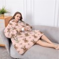 thumbnail image 5 of Oversized Wearable Blanket Hoodie,Pink Highland Cow Flower Pattern Sherpa Blanket Hoodie with Super Pockets,Super Warm Fuzzy Pullover for Women & Men, 5 of 6