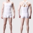 thumbnail image 2 of Xijirk Tank Tops Men,Camisole Style Vest Solid Color Back Strap Design Off Shoulder Nightclub Top Sleeveless Muscle Blouse for Party,Mens Tank Top,White,2XL, 2 of 7