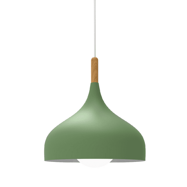 Lampara De Techo Colgante Macaron Retro Con Madera 30 Cm de Diámetro ilios innova Verde