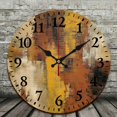 thumbnail image 2 of Chilfamy 1pc Abstract Art Theme Round Wooden Wall Clock, 10 Inch Decorative Wall Clock for Living Rooms, Kitchens, Dorms, Silent Non-Ticking Clock 10x10in, 2 of 8