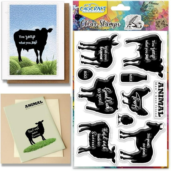Farm Animals Stamps Clear Stamps Animals Silhouettes Transparent Silicone Stamps Silicone Stamps for Card Making Decor DIY Scrapbooking Album Decor Paper Craft