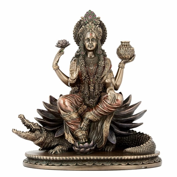 Sri Krishna Culture New Big Ganga Mata Murti On Makra with Base-Antique Finish,Height-7.5 Inches,God Idols/Statue/Figuirnes,Material-Resin,