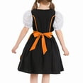thumbnail image 4 of YOUYEDIAN Oktoberfest Outfit for Kids Girls Short Sleece German Fraulein Bavarian Dirndl Dress Trendy Party Princess Dresses Orange 7-8 Years, 4 of 7