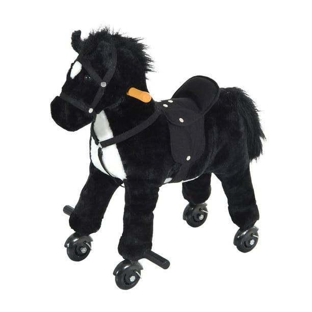 Plush Interactive Battery Operated Walking Horse Toy with Wheels and