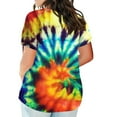 thumbnail image 3 of TQWQT Plus Size Tops for Women Short Sleeve T Shirts Gradient Graphic T-Shirt V Neck Shirt Summer Casual Tunics Blouses with Pocket Multicolor 5XL, 3 of 5