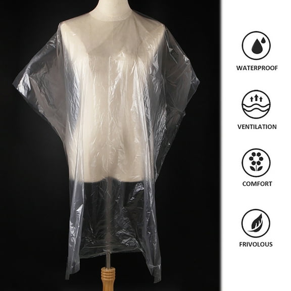 Cheers.US 50Pcs Transparent Disposable Salon Cape Waterproof Hair Dye Cutting Coloring Apron Shawl Barber Shampoo Cape