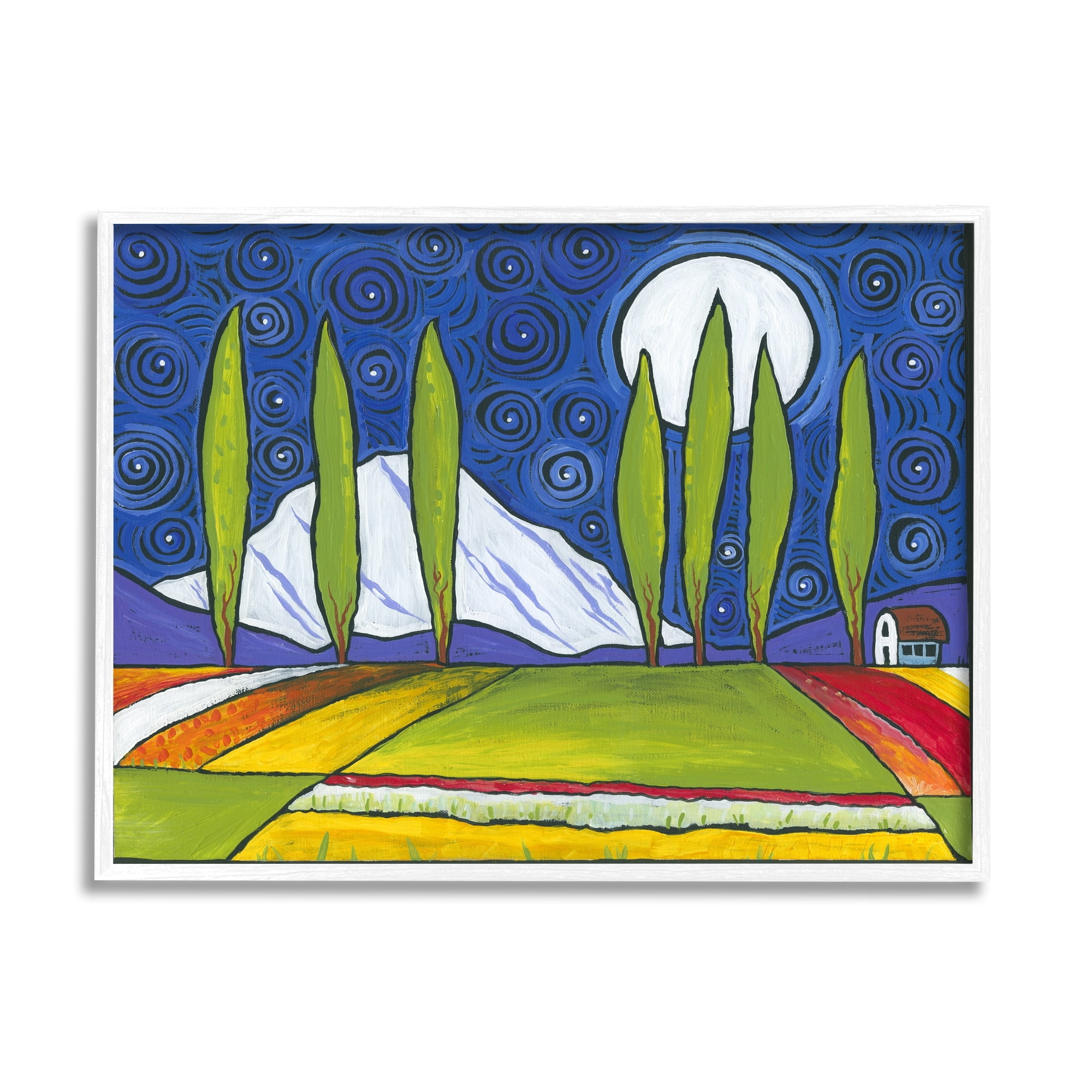 Stupell Industries Modern Farmland Crops Abstract Sky Swirls Pattern Painting White Framed Art Print Wall Art, Design by Ben Mann