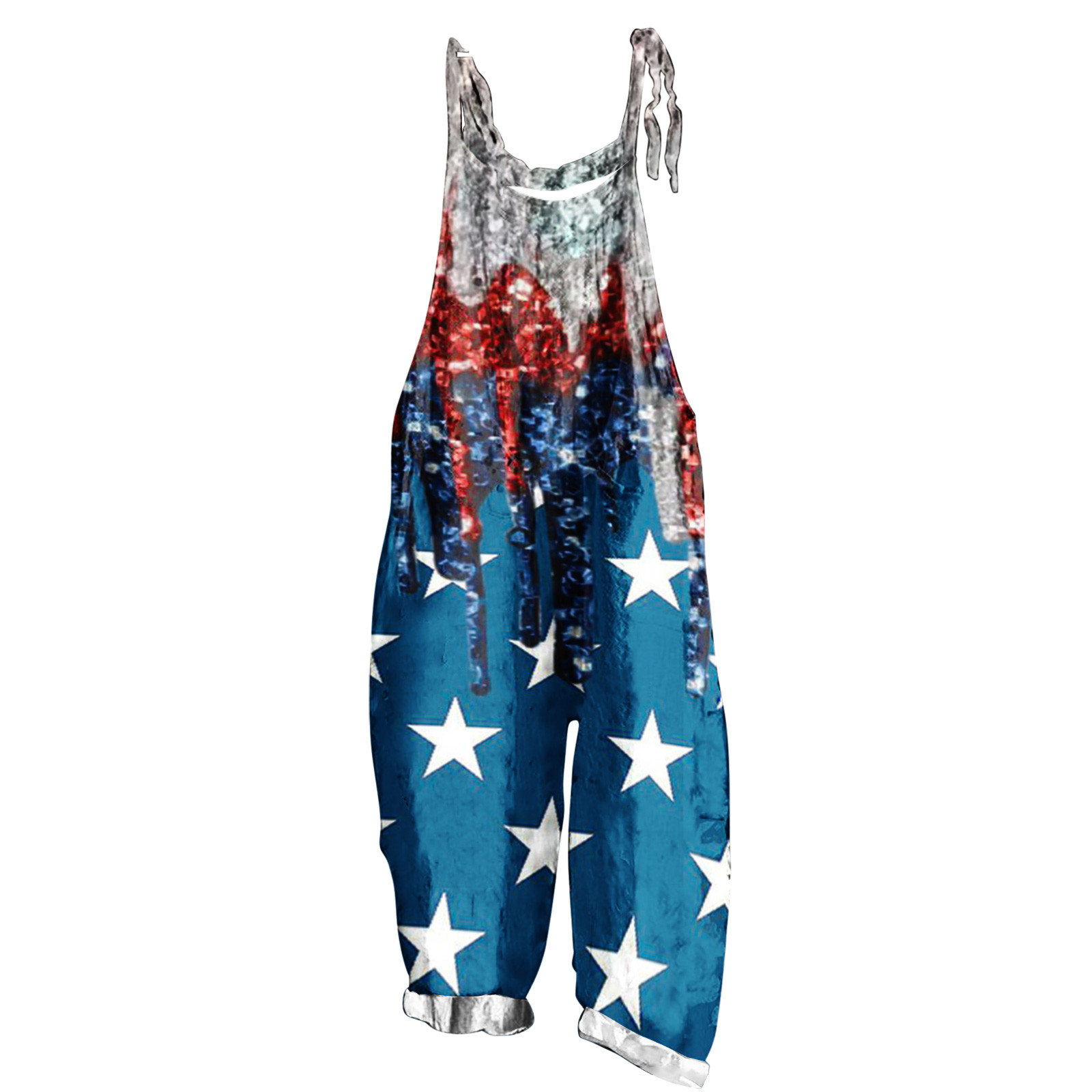 Ddapj Pyju Womens Independence Day Jumpsuits July 4th American Flag Print Summer Sleeveless 8520