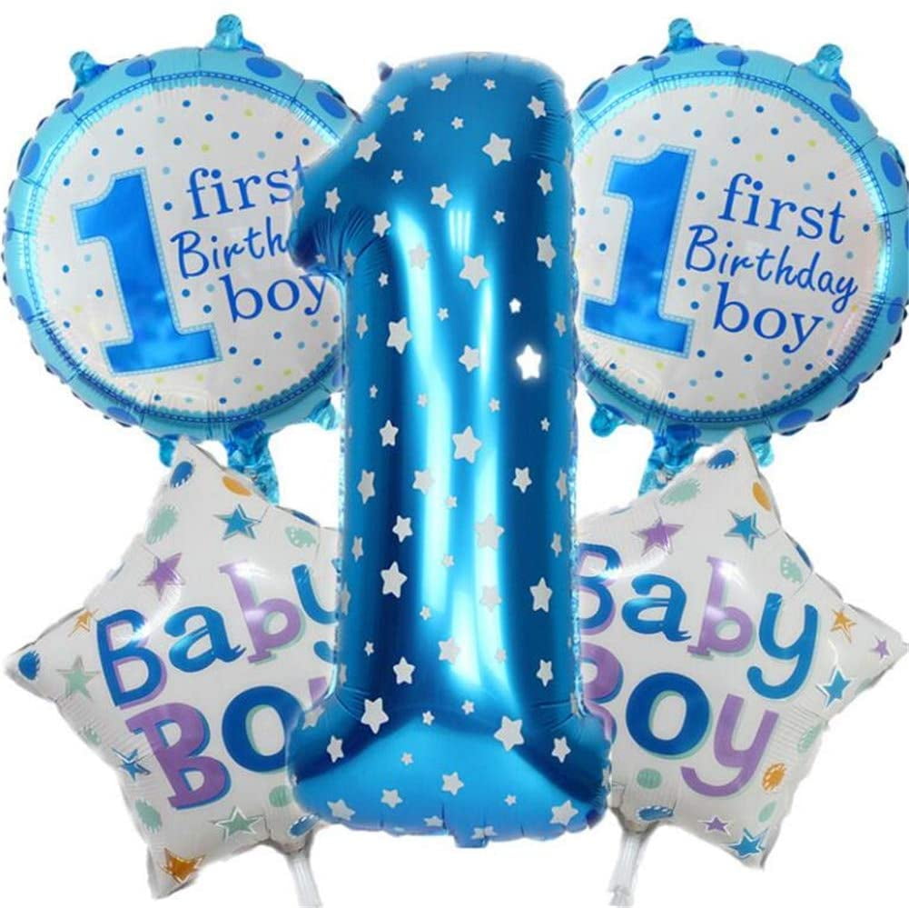 5Pcs 1st Happy Birthday Balloons First Baby Boy Girl Party Decoration Supplies 