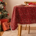 thumbnail image 1 of Nvzi Christmas Plaid Tablecloth Rectangle Table Cover for Farmhouse Christmas Party Decoration-Fine grid small snowflake ball-SIZE F:55*86.6inch, 1 of 5