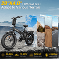 thumbnail image 5 of Folding Electric Mountain Bike for Adults, 750W/1500W Peak Motor, 48V 25Ah UL2849 Battery, 20"×4.0 Fat Tire, 7-Speed Off-Road E-Bike, 5 of 10