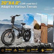 Folding Electric Mountain Bike for Adults, 750W/1500W Peak Motor, 48V 25Ah UL2849 Battery, 20×4.0 Fat Tire, 7-Speed Off-Road E-Bike