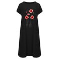 thumbnail image 4 of SMihono Robes d'Été Bohémiennes pour Femmes Grande Taille Couleur Unie Manches Courtes Col Rond Robe Imprimée avec Poches Robe Midi, 4 of 4