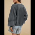 thumbnail image 4 of Sudadera Holgada Informal de Otoño para Mujer, con Cuello en V, Larga y Encaje, Estilo Farol, Estilo Corto Gris XXL, 4 of 6