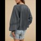 thumbnail image 4 of Sudadera Holgada Informal de Otoño para Mujer, con Cuello en V, Larga y Encaje, Estilo Farol, Estilo Corto Gris S, 4 of 6
