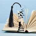 thumbnail image 5 of Cat Butterfly Bookmarks Clear Acrylic Bookmarks with Black Tassels Transparent Rectangle Book Markers Tag for Office School Students Book Lovers Supplies Graduation Gift 1.3 x 4.6Inch, 5 of 7