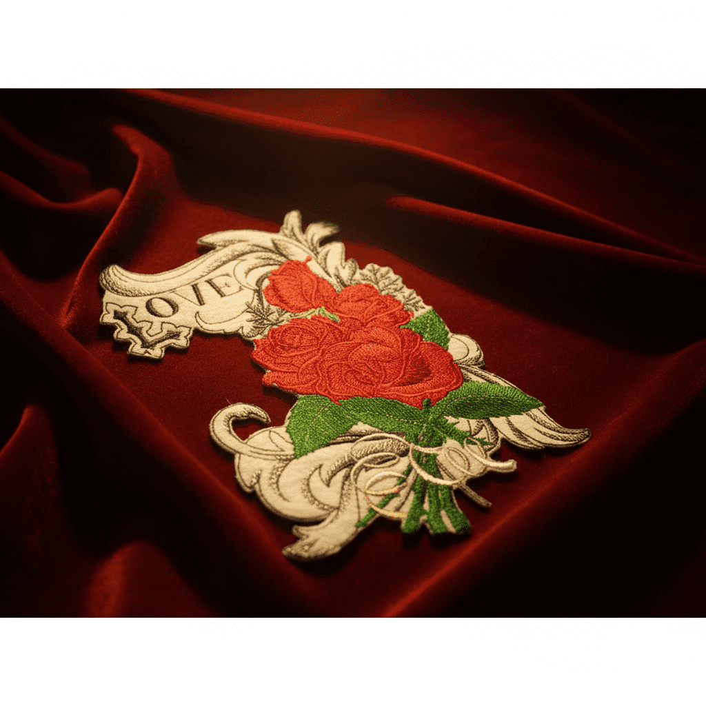 BeyondVision Custom Romantic Rose[ Love with Roses] Embroidered Iron on/Sew Patch [7" 5"]