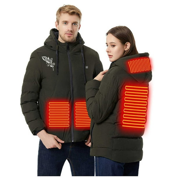 Chaquetas y abrigos casuales de manga larga con capucha, con USB, temperatura constante, calefactables, resistentes al viento, talla grande, para hombre y mujer, invierno, 4 unidades